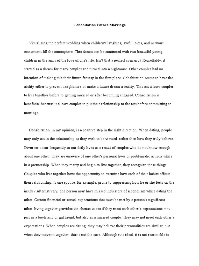 Cohabitation Before Marriage | PDF | Cohabitation | Marriage