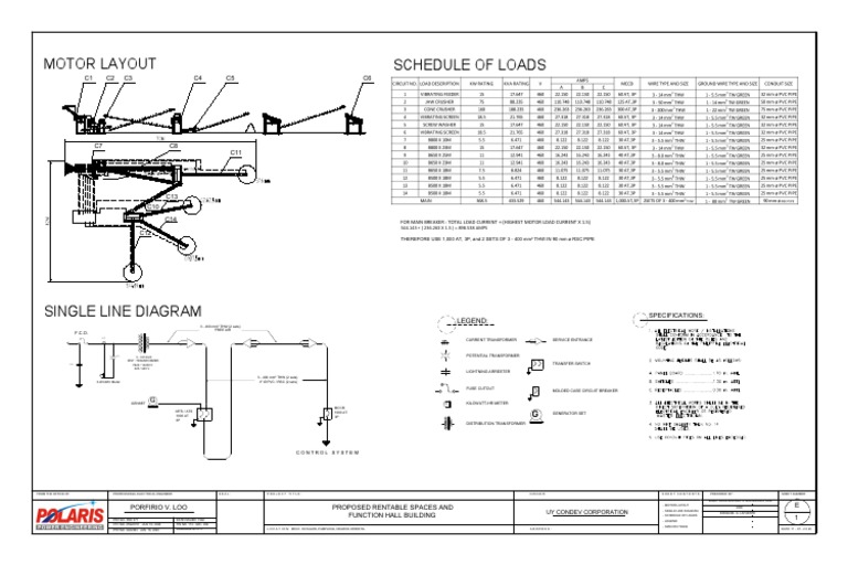 Schedule of Loads Motor Layout: C1 C2 C3 C4 C5 C6 | PDF | Components ...