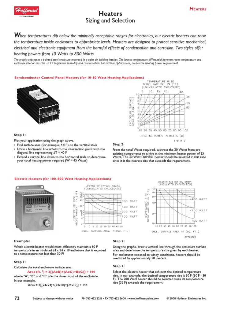 Heaters Sizing and Selection PDF Electric Heating Thermostat