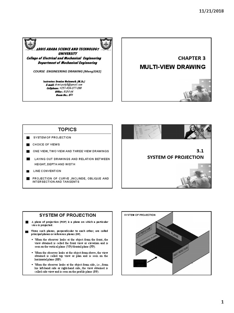 Multi-View Drawing in Engineering | PDF | Tangent | Geometry