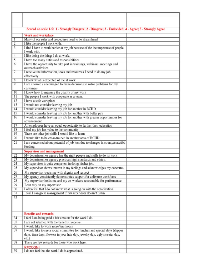 Sample Job Satisfaction Survey | PDF | Applied Psychology | Economies