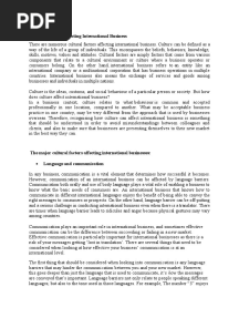 Cultural Factors Affecting International Business