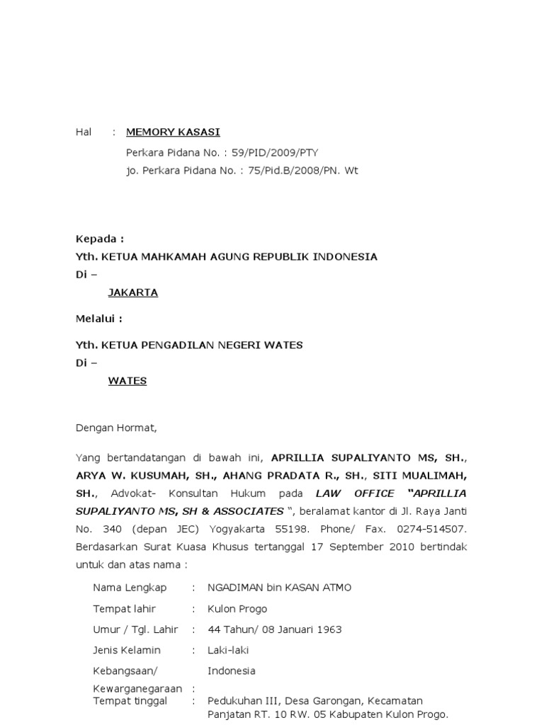 Memori Kasasi Ngadiman Pdf