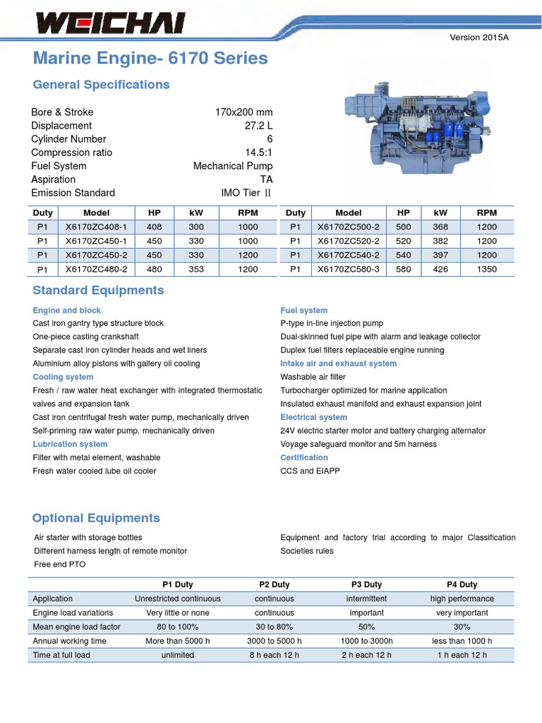 Marine Engine-6170 Series: General Specifications | PDF | Engines ...