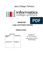 Informatics College, Pokhara: MA4001NP Logic and Problem Solving