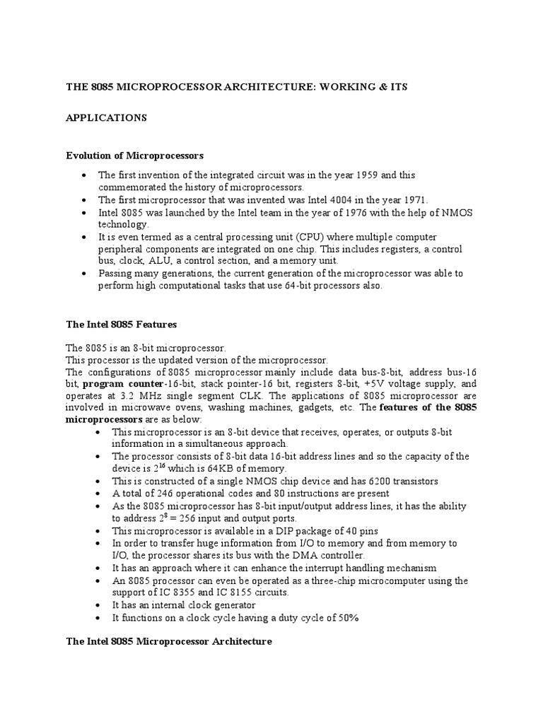 The 8085 Microprocessor Architecture | PDF | Microprocessor | Central ...