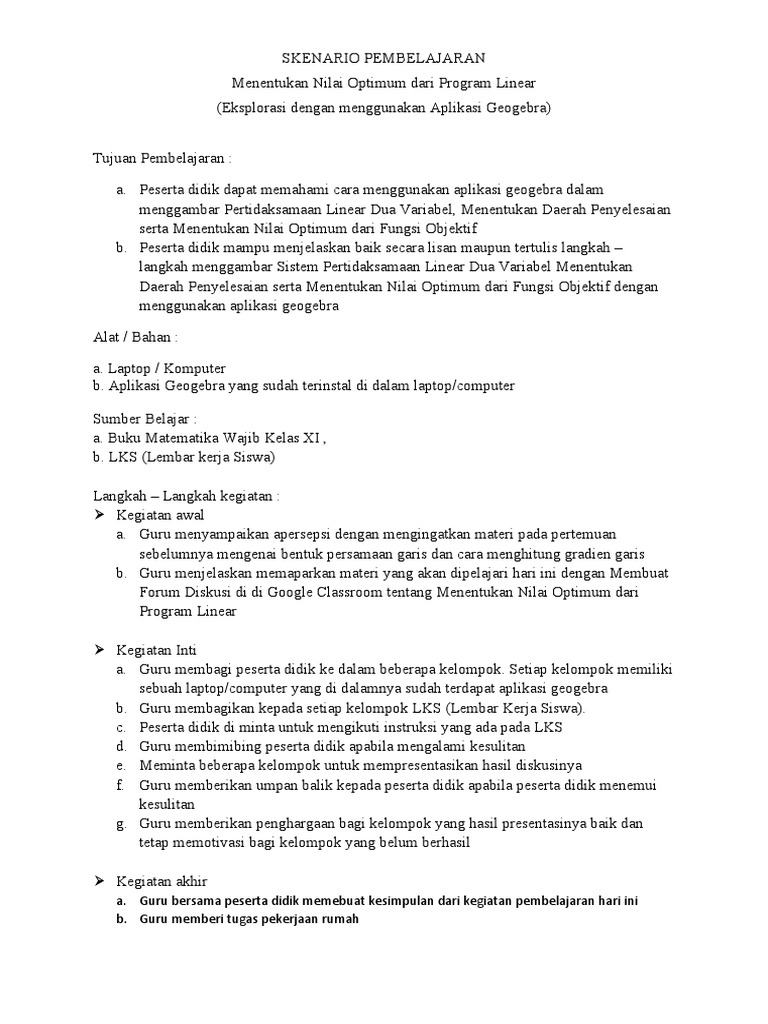 Nilai Optimum Program Linear Geogebra | PDF