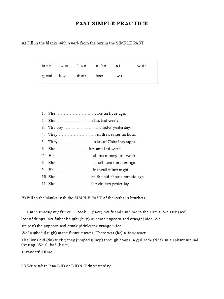 pAST SIMPLE WORKSHEET | PDF