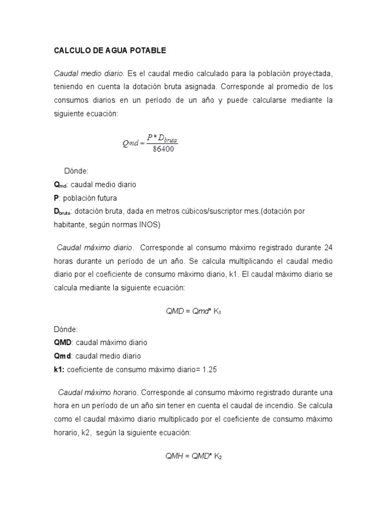 Calculo de Agua Potable y Servidas | PDF | Descarga (hidrología ...