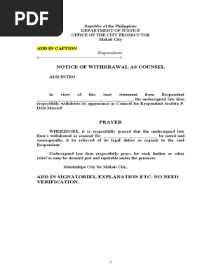 Notice Of Withdrawal