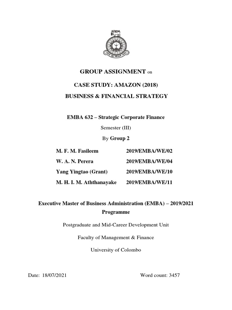 Amazon 2018 Case Study: Strategy & Finance | PDF | Leverage (Finance ...