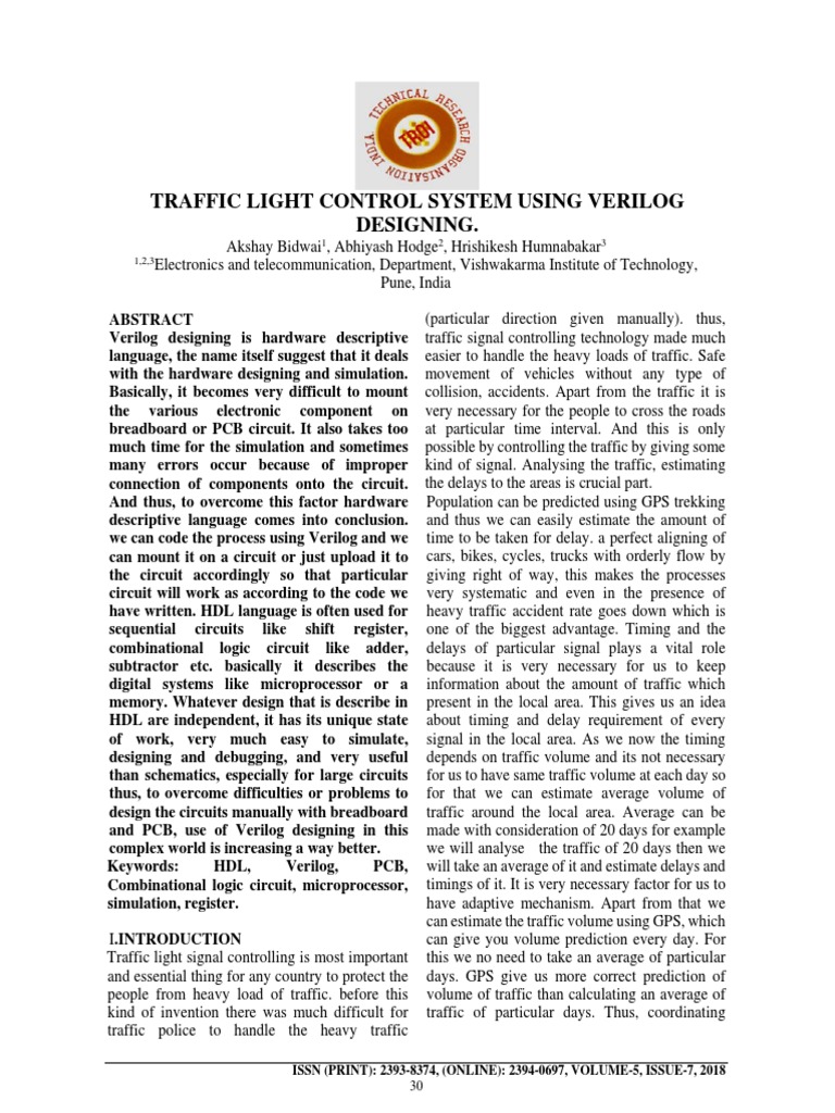 Verilog Traffic Light System | PDF | Hardware Description Language ...