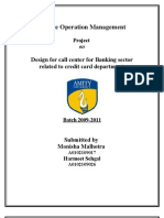 Service Operation Management: Design For Call Center For Banking Sector Related To Credit Card Department
