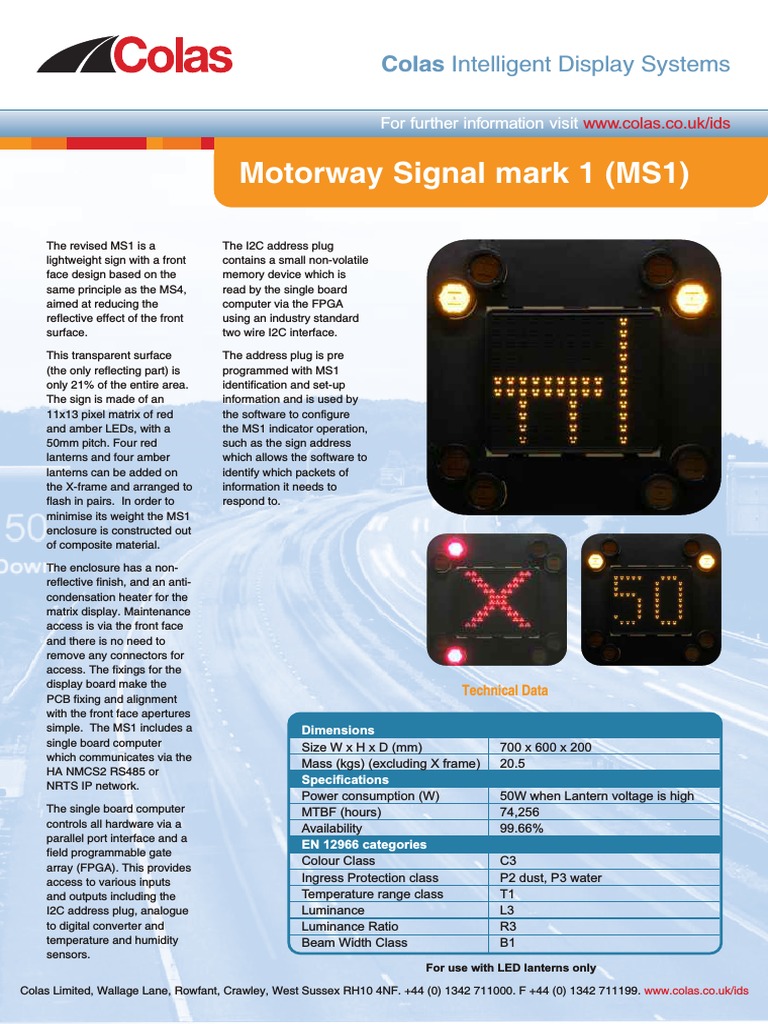 MS1 Motorway Signal Specifications | PDF | Electrical Connector ...