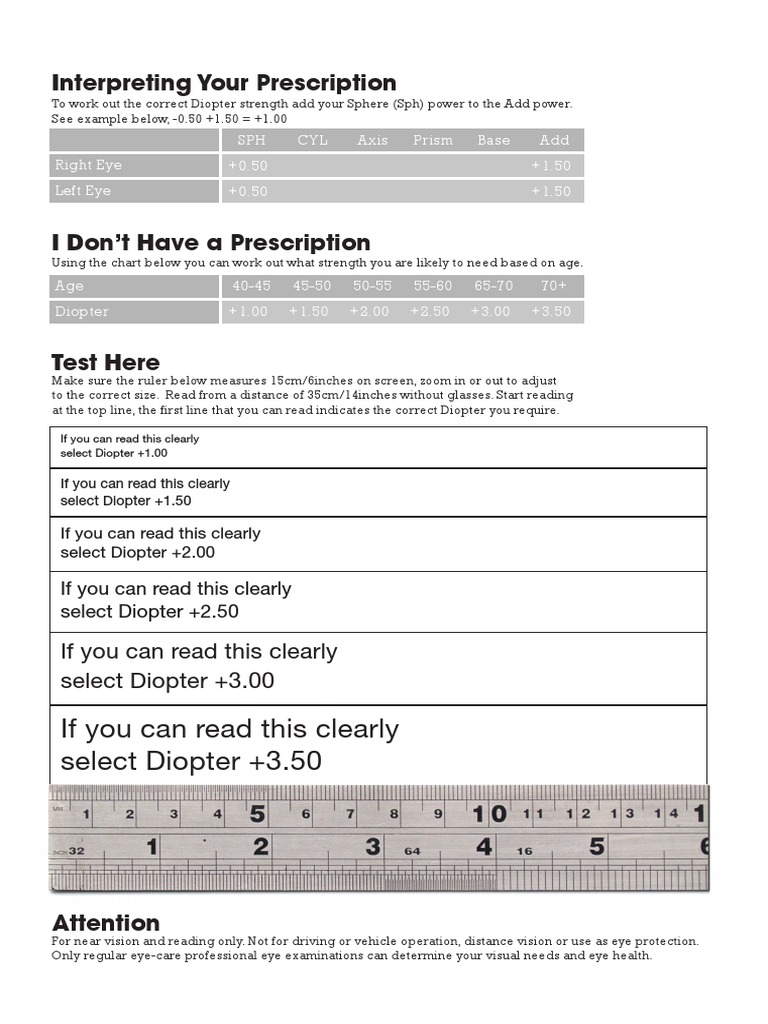 If You Can Read This Clearly Select Diopter +3.50: Interpreting Your ...