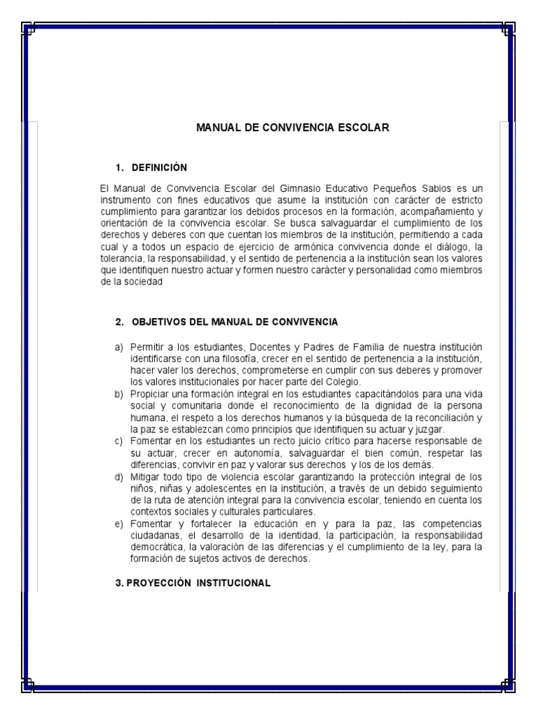 Manual de Convivencia Escolar | PDF | Acoso cibernético | Violencia