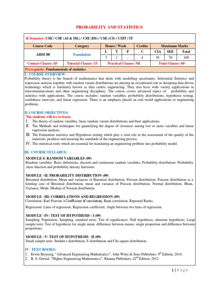 Probability and Statistics | PDF | Probability Distribution | Statistics