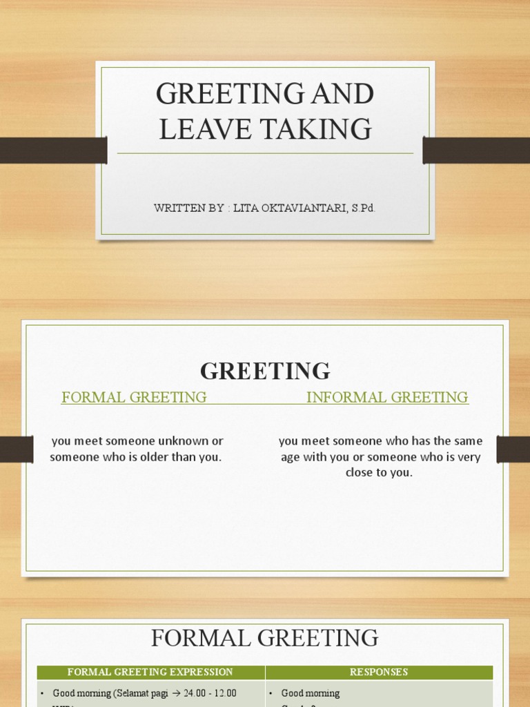 Greeting and Leave Taking | PDF