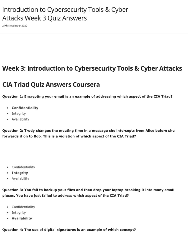 Introduction To Cybersecurity Tools C K 3 Quiz Answers Everything Trending Pdf