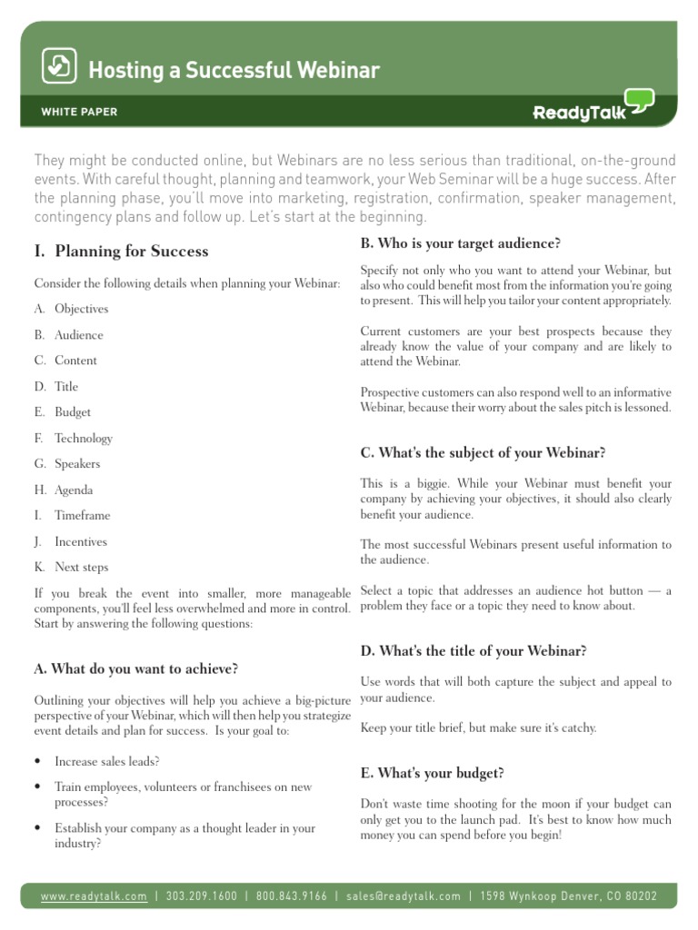 Hosting A Successful Webinar | PDF | Web Conferencing | Direct Marketing