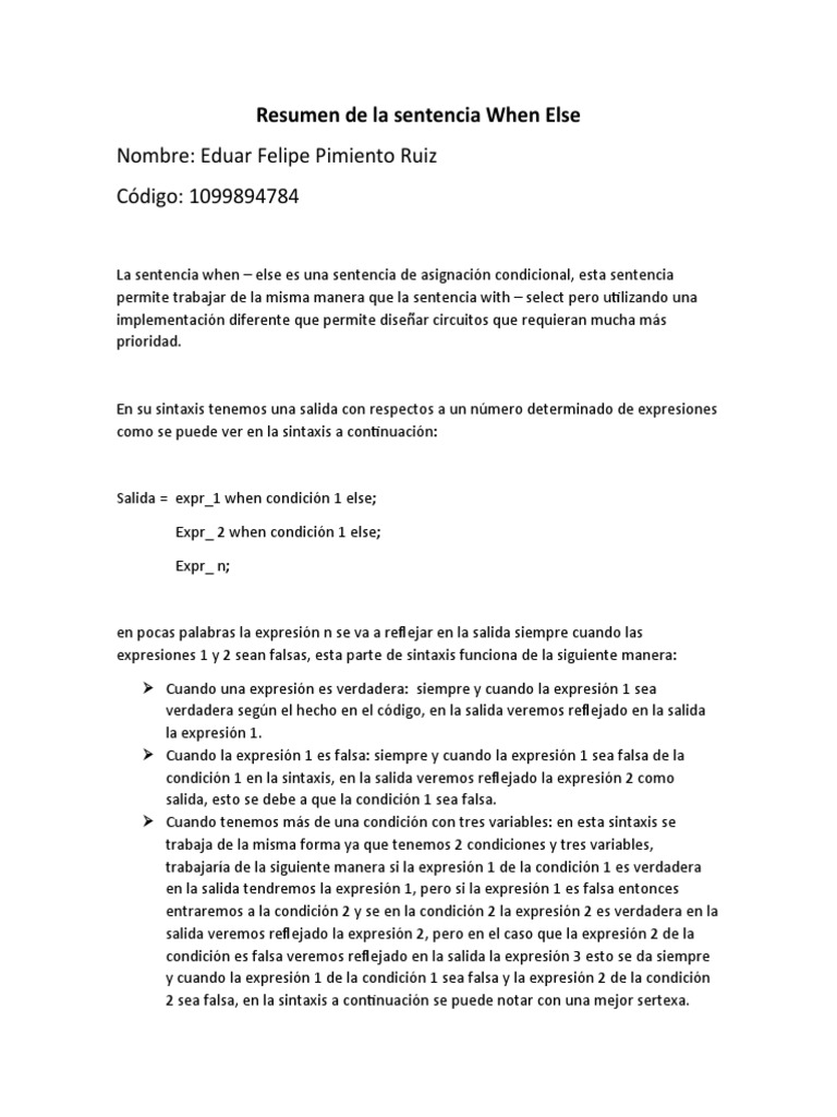 Guía de la sentencia When-Else | PDF | Métodos y materiales de enseñanza