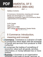 Unit 1 Fundamental of E-Commerce (Bba-606) - Complete