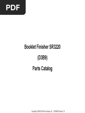 Booklet Finisher SR3220 (D3B9) Parts Catalog | PDF | Belt Booklet Finisher SR3220 (D3B9) Parts Catalog | PDF | Belt