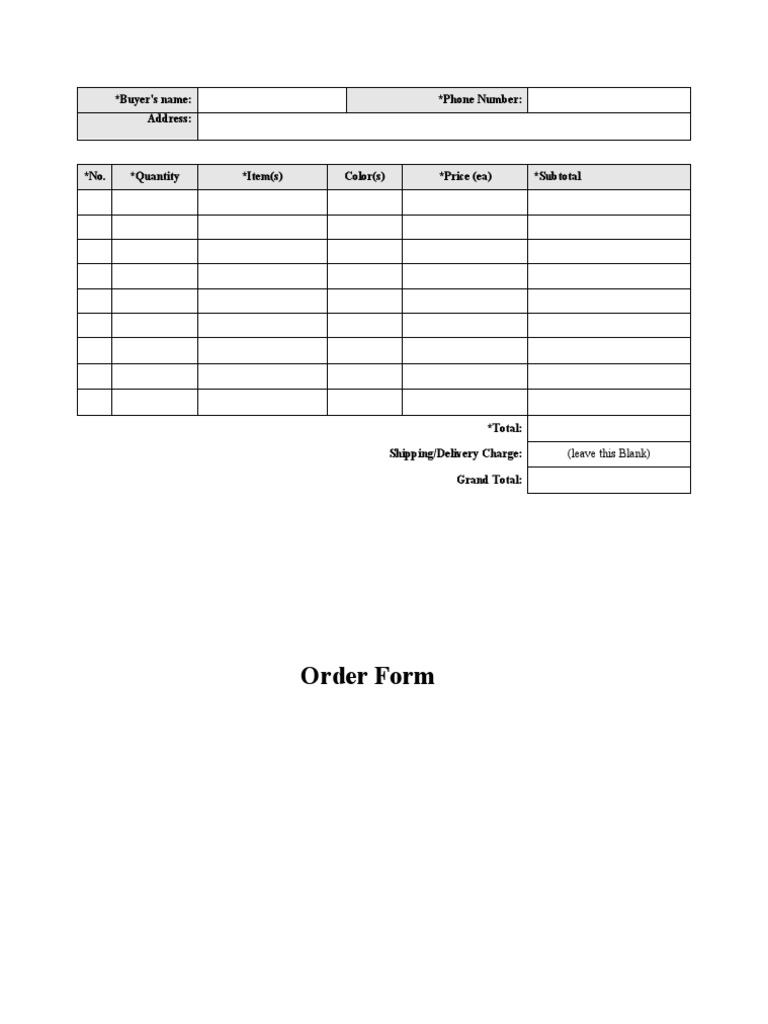 Order Form | PDF