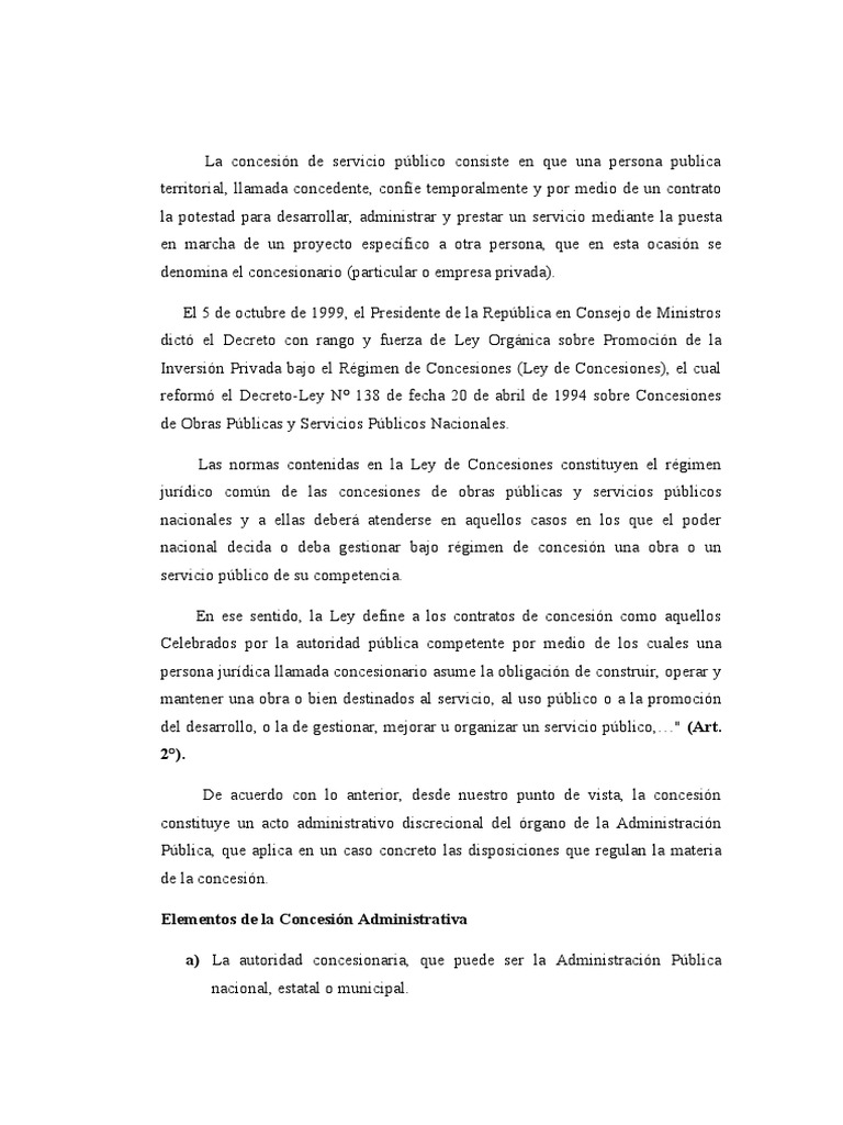 Definición y características de concesiones | PDF | Gobierno | Justicia