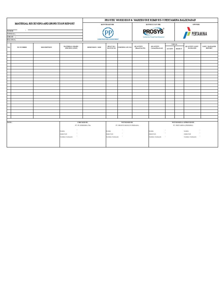 Material Receiving Inspection Report | PDF | Business Process | Nature
