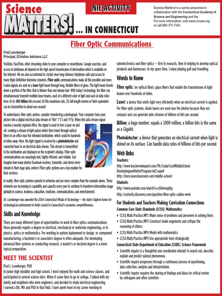 In Connecticut Words To Know PDF Optical Fiber Optics