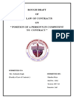 Rough Draft OF Law of Contracts ON " Position of A Person'S in Competent To Contract "