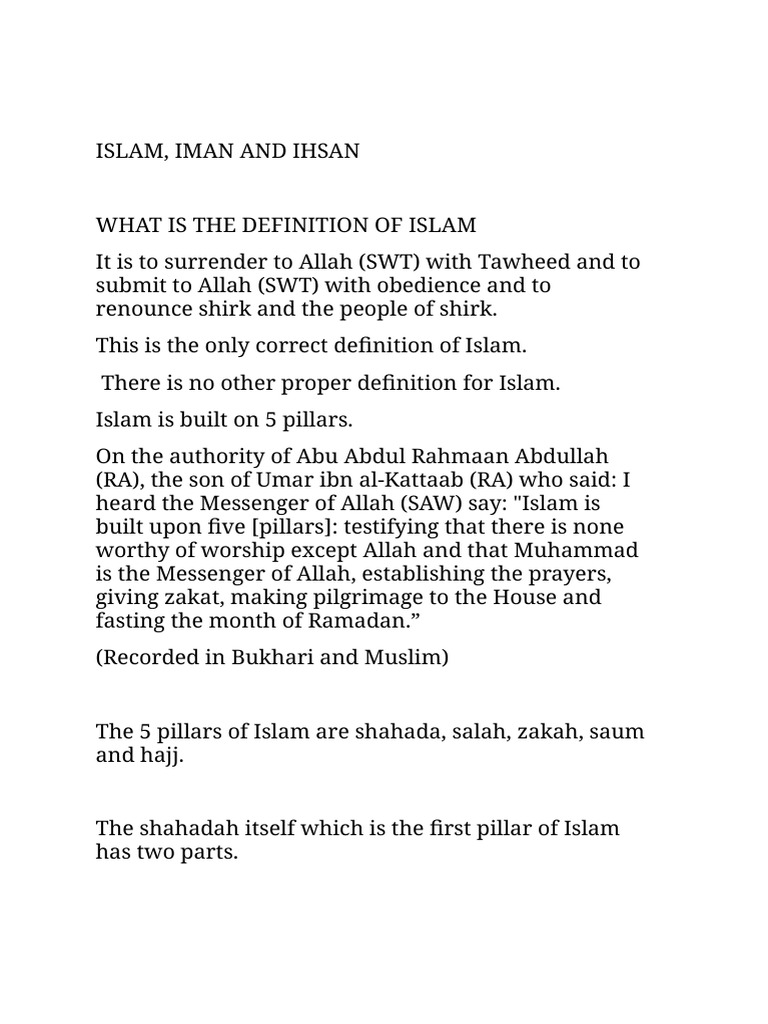 Islam, Iman and Ihsan | PDF | Prophets And Messengers In Islam | Muhammad