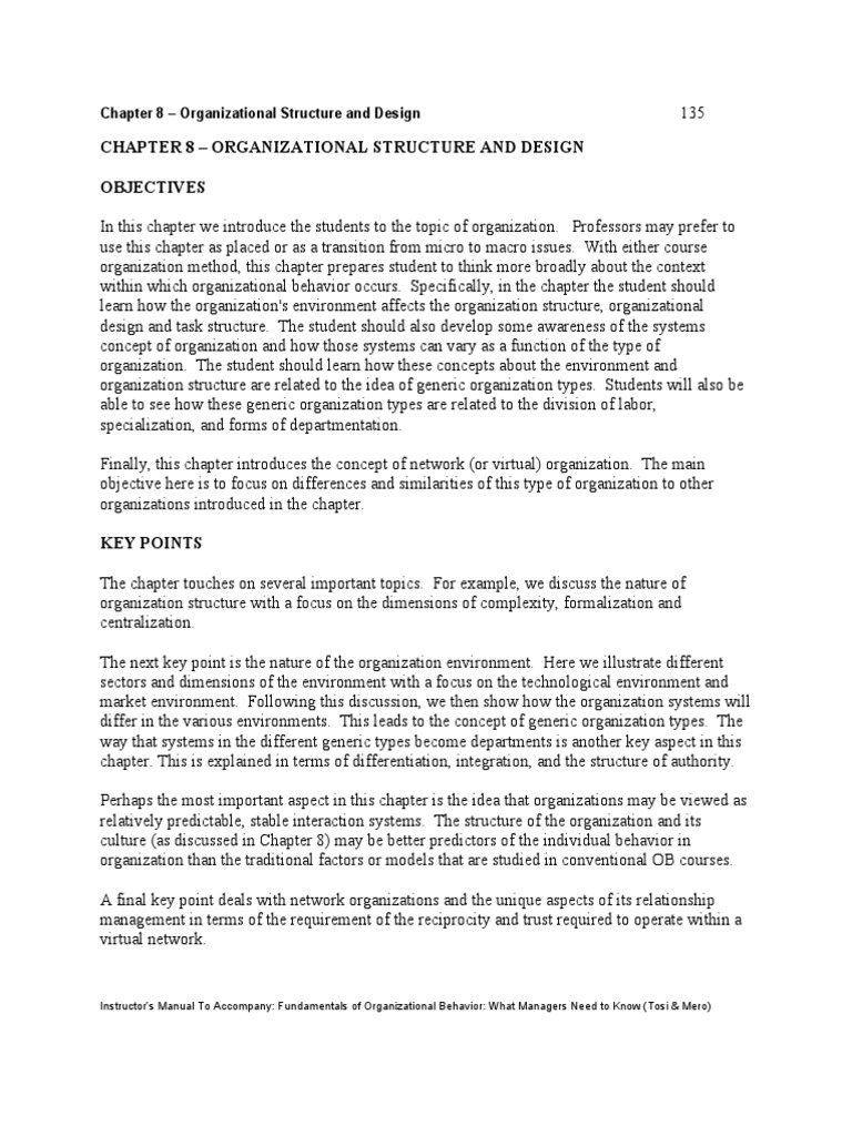 Chapter 8 - Organizational Structure and Design | PDF | Organizational ...