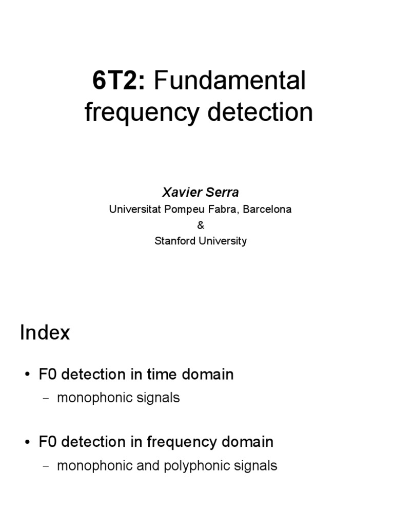 6T2 Fundamental Frequency Detection PDF Signal Processing Acoustics