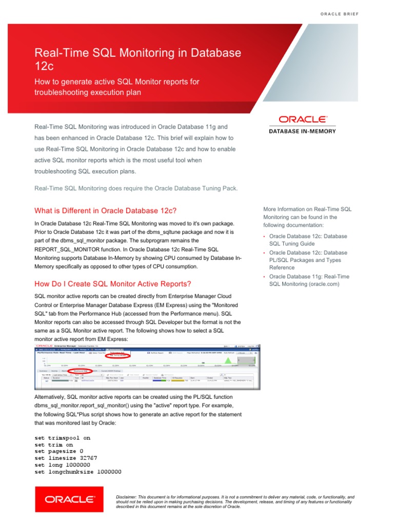 RealTime SQL Monitoring in Database 12c How To Generate Active SQL
