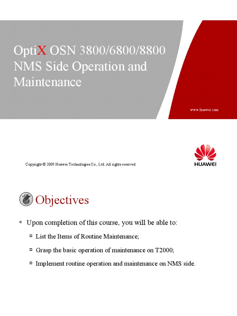OTC107203 OptiX OSN 380068008800 NMS Side Operation and Maintenance