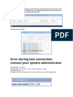 Error During Text Conversion Contact Your System Administrator