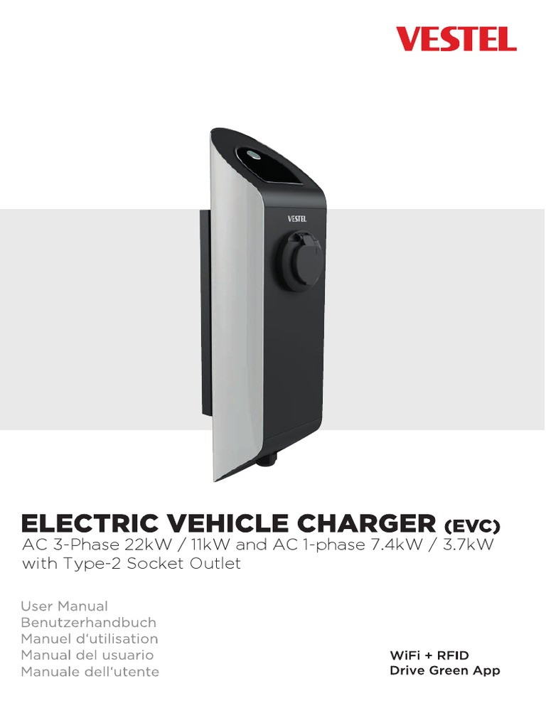Manual 1760677 Vestel Vestel Evc02 Ac11rw Emobility Charging Station Type 2  Mode 3 16 A 11 KW Rfid Wi Fi | PDF | Mains Electricity | Ac Power Plugs And  Sockets, image size:768x1024