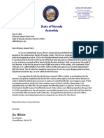 Nevada Attorney General's Office Letter