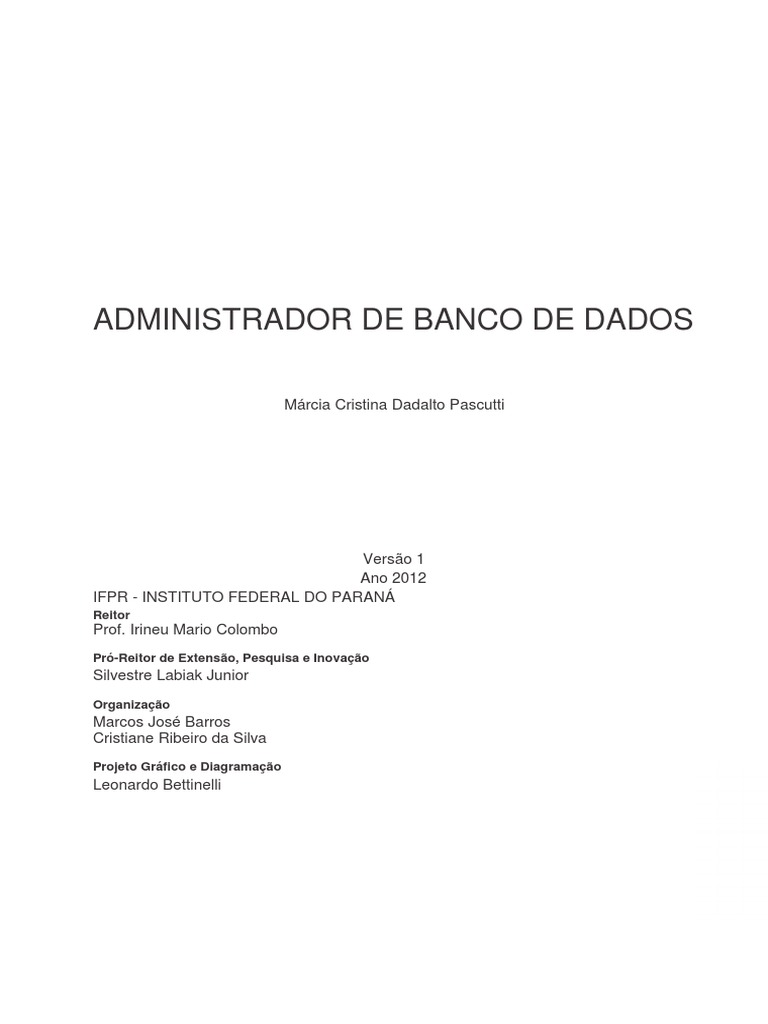 Administrador Banco de Dados | PDF | Transação em base de dados ...