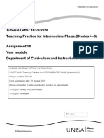 Tutorial Letter 103/0/2020 Teaching Practice For Intermediate Phase (Grades 4-6) Assignment 50 Year Module Department of Curriculum and Instructional Studies