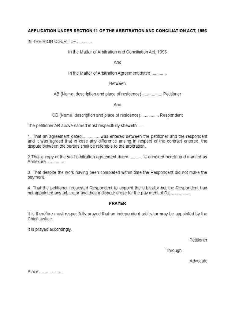 Application Under Section 11 of The Arbitration and Conciliation Act ...
