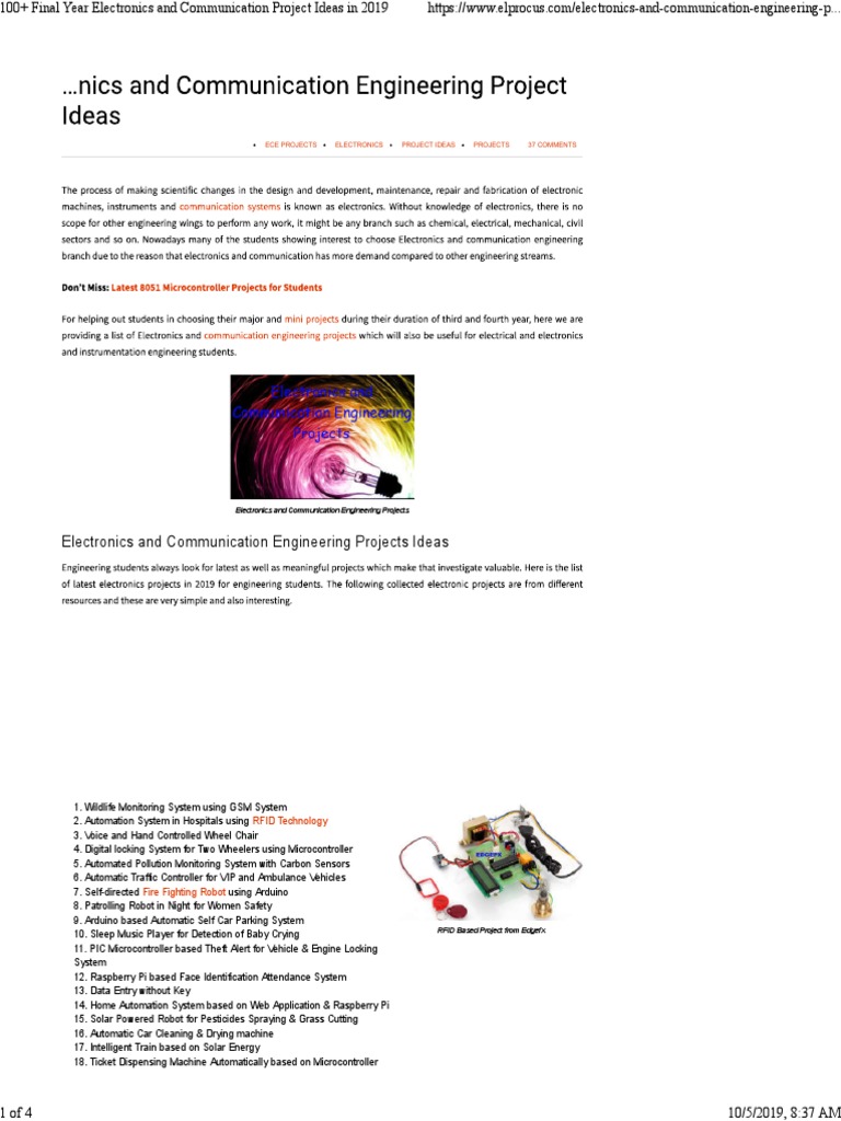 Final Year ECE Project Ideas List | PDF | Wireless | Embedded System