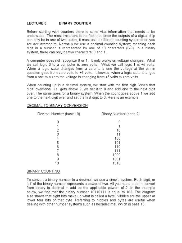 Binary Counter | PDF | Bit | Electronic Circuits