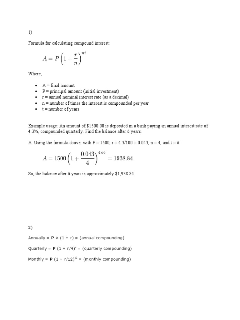 Compound Interest Calculation Guide | PDF | Jazz Music | Entertainment ...