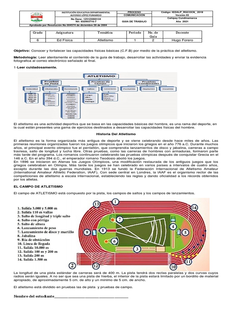Actividades y Medidas del Atletismo | PDF | Deporte del atletismo ...