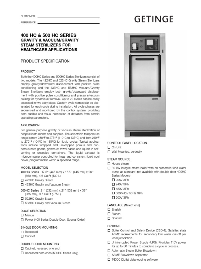 4032 Sterilizer Steam Getinge | PDF | Boiler | Steam