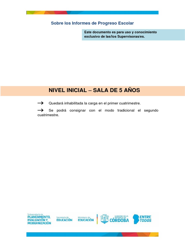 Informes de Progreso Escolar - Resumen Nivel Inicial, Primario y ...