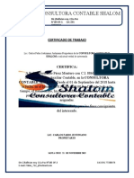 Certificado trabajo auxiliar contable Consultora Shalom